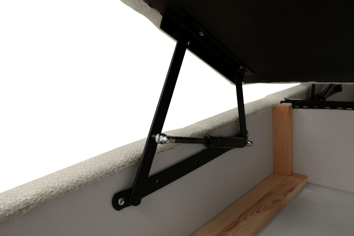 BOXBETT 140/200 cm,  in Weiß, Bettkasten, Topper, H3 + H3 = fest  - Schwarz/Weiß, Trend, Textil/Metall (140/200cm) - Esposa