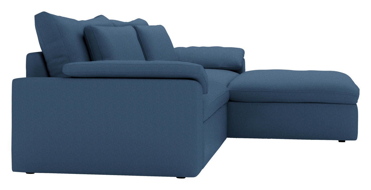 ECKSOFA  Chenille Dunkelblau  - Schwarz/Dunkelblau, Modern, Kunststoff/Textil (306/198cm) - Carryhome
