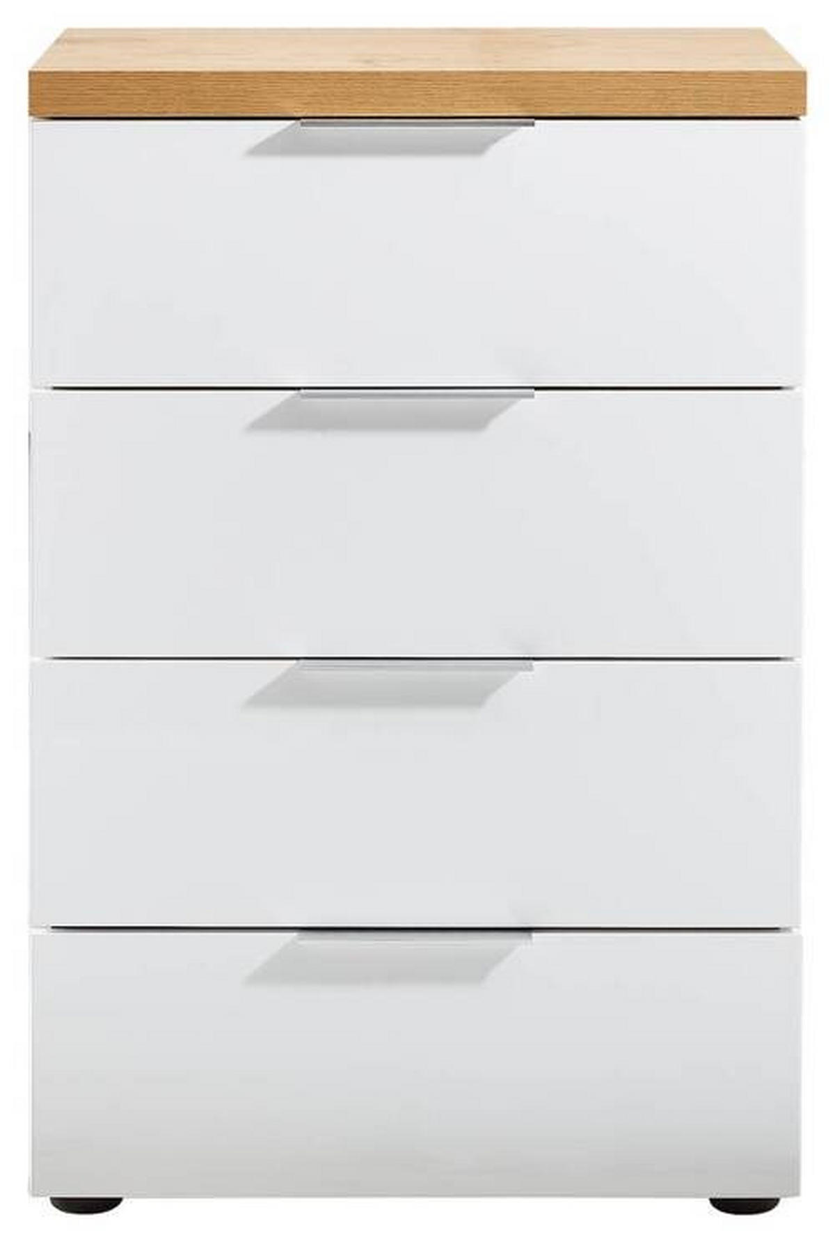 KOMODA  60/89/43 cm  bela, boja hrasta  - boja aluminijuma/boja hrasta, Dizajnerski, metal/pločasti materijal (60/89/43cm) - Xora