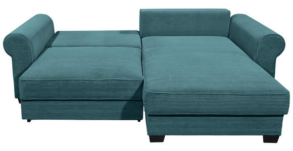 ECKSOFA Azurblau Cord  - Azurblau/Schwarz, KONVENTIONELL, Kunststoff/Textil (255/185cm) - Hom`in