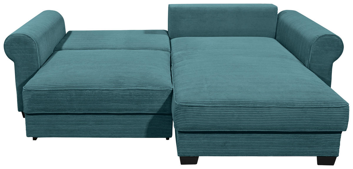 ECKSOFA - Azurblau/Schwarz, KONVENTIONELL, Kunststoff/Textil (255/185cm) - Hom`in