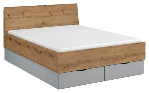 BETT 140/200 cm  in Grau, Eichefarben   - Eichefarben/Grau, Trend, Holzwerkstoff (140/200cm) - Stylife