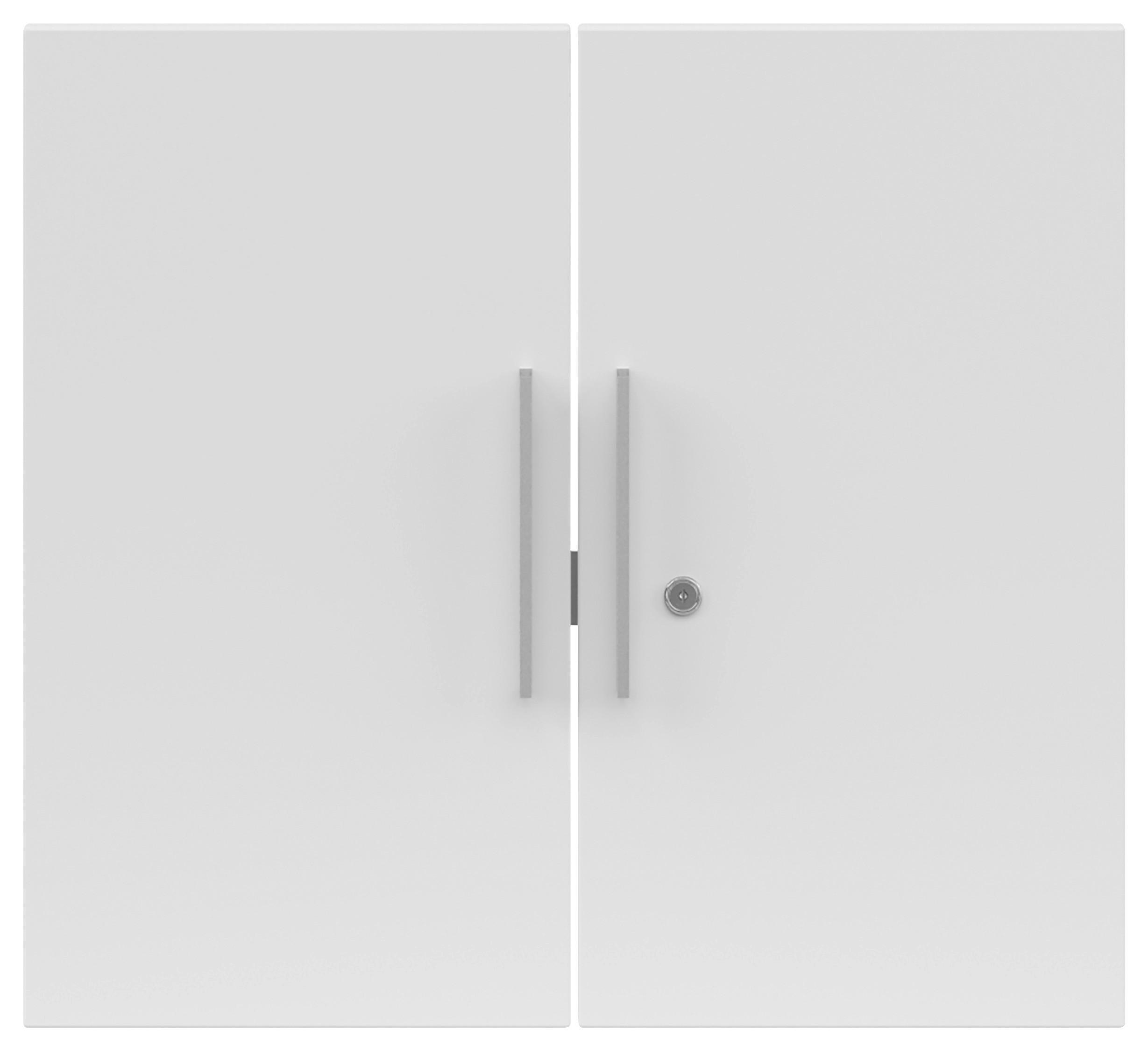 TÜRENSET - Weiß Hochglanz/Silberfarben, KONVENTIONELL, Holzwerkstoff/Metall (75,5/67,4/1,6cm) - Voleo