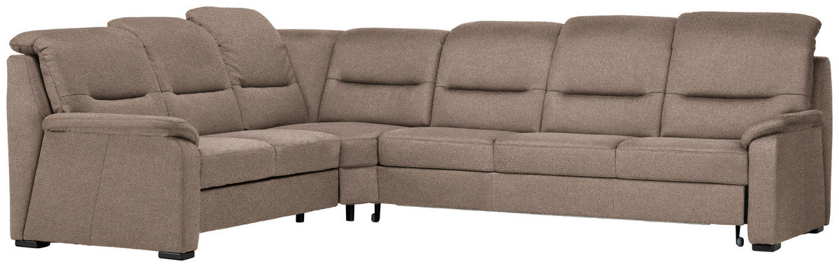 ECKSOFA in Mikrofaser Sandfarben  - Sandfarben/Schwarz, Konventionell, Holz/Textil (245/303cm) - Beldomo Comfort