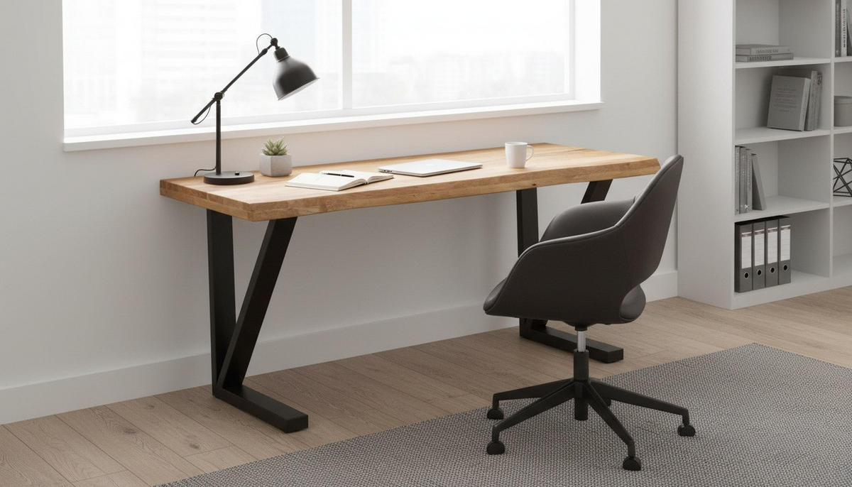 PISAĆI STOL  prirodne boje, crna  drvo, metal  - prirodne boje/crna, Moderno, drvo/metal (160/80/76cm) - Livetastic