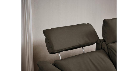 TRAPEZSOFA in Echtleder Graubraun  - Graubraun/Schwarz, KONVENTIONELL, Leder/Metall (221/103/95cm) - Dieter Knoll