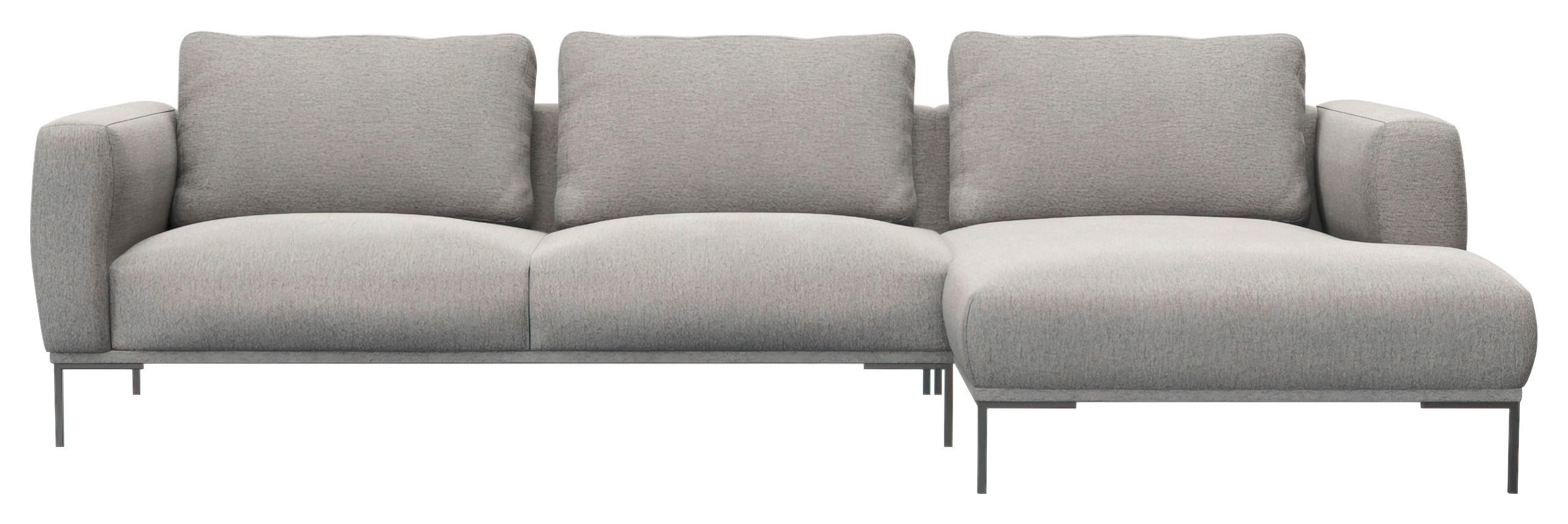 ECKSOFA Grau Webstoff, Flachgewebe  - Schwarz/Grau, Design, Textil/Metall (303/148cm) - Livetastic