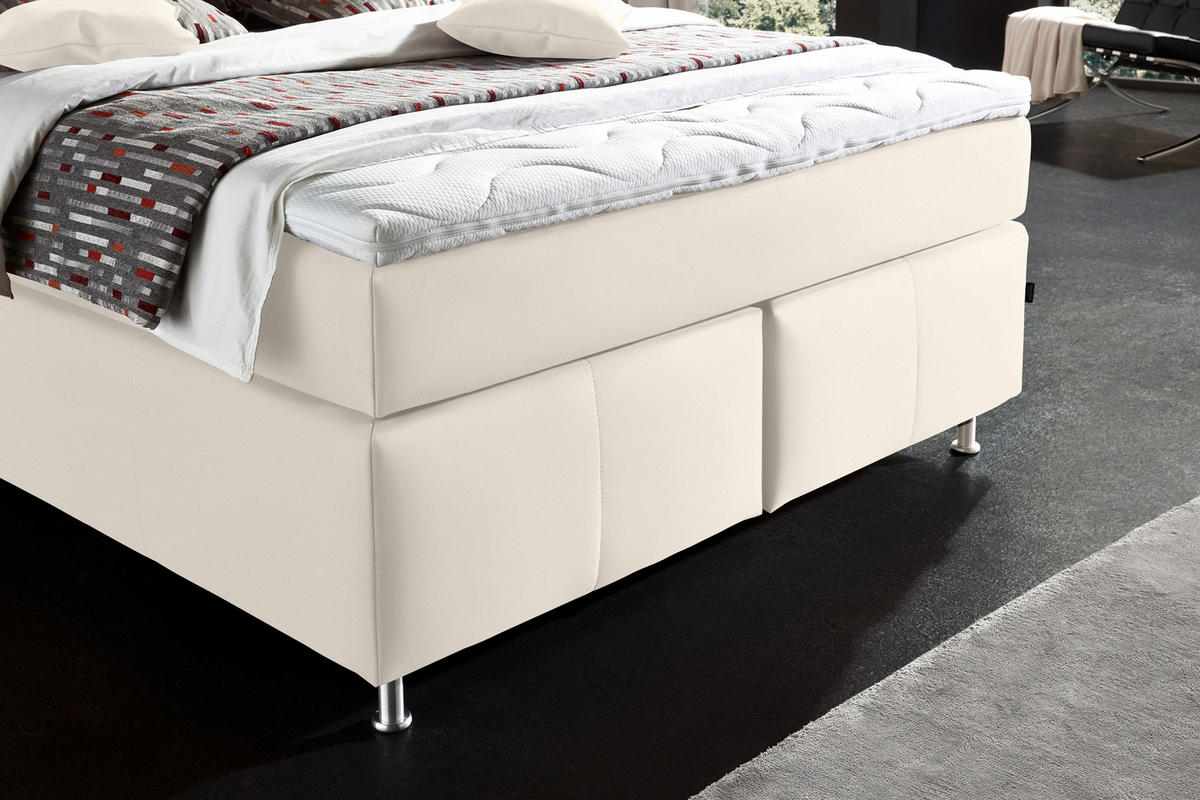 BOXSPRINGBETT 140/200 cm  in Creme  - Creme/Alufarben, Konventionell, Textil/Metall (140/200cm) - Dieter Knoll
