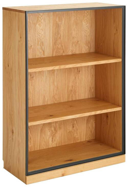AKTENREGAL Asteiche teilmassiv Graphitfarben, Eichefarben - Eichefarben/Graphitfarben, Natur, Holz/Holzwerkstoff (86/122/40cm) - Linea Natura