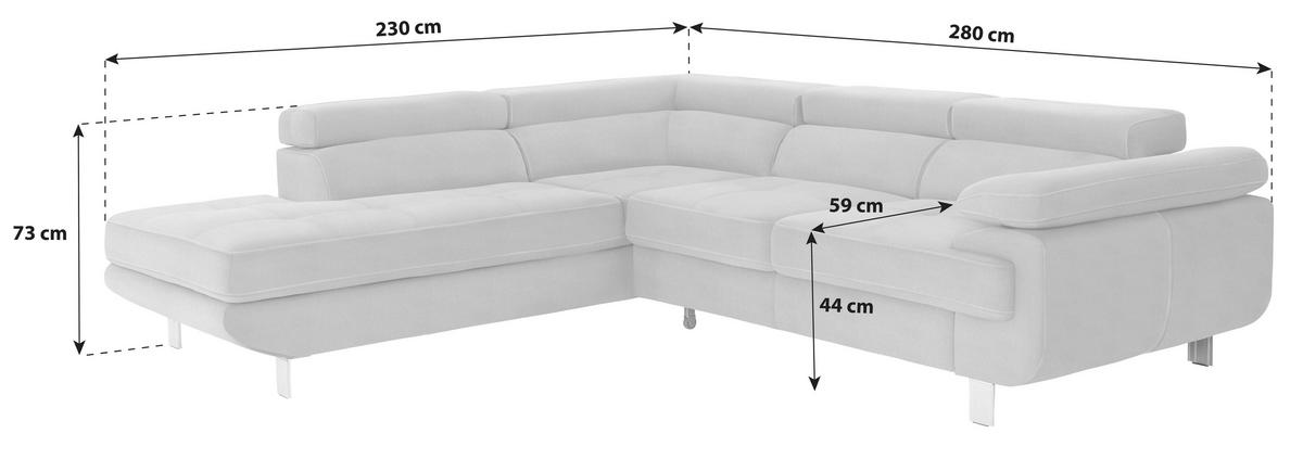 HÖRNSOFFA i dräll blågrå  - blågrå, Modern, metall/textil (230/270cm) - MID.YOU