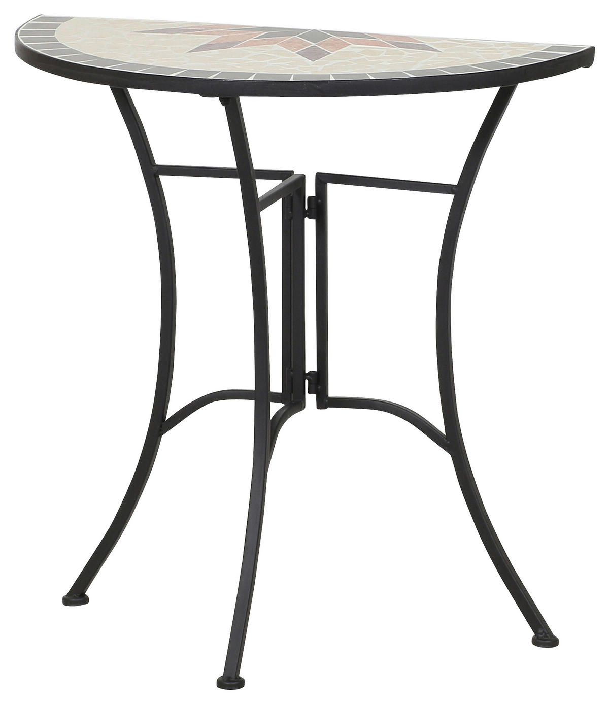 GARTENTISCH Keramik Multicolor, Schwarz formgebogen  - Multicolor/Schwarz, MODERN, Keramik/Metall (70/35,5/71cm) - Siena Garden