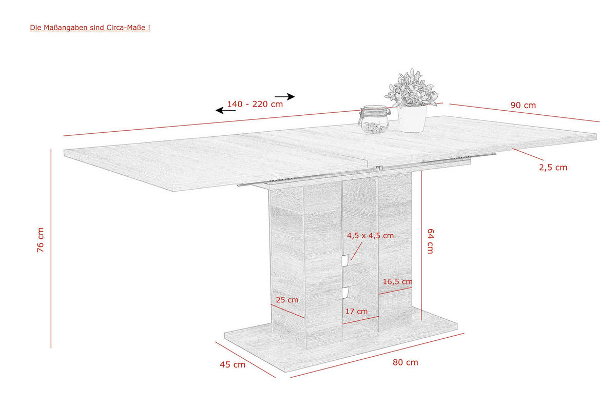 TISCHGRUPPE in Metall, Textil, Holzwerkstoff Schlammfarben, Eichefarben  - Schlammfarben/Eichefarben, MODERN, Holzwerkstoff/Textil (140-220/76/90cm) - MID.YOU