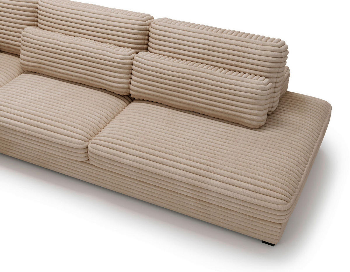 ECKSOFA in Cord, Plüsch Braun  - Schwarz/Braun, Design, Kunststoff/Textil (244/332cm) - Livetastic