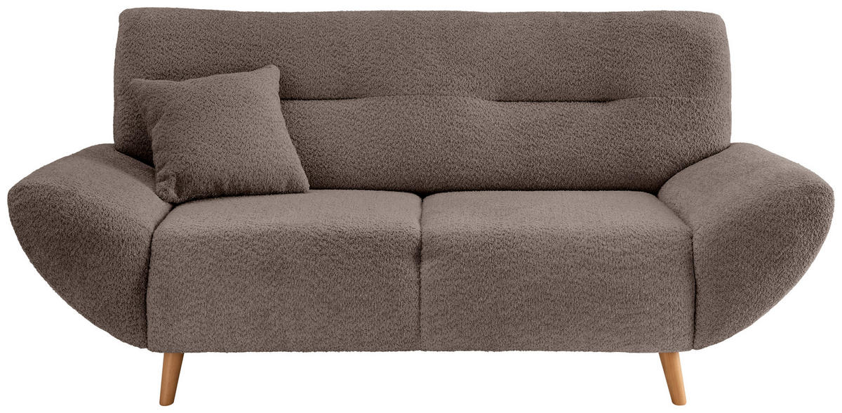 2-SITZER-SOFA in Bouclé Taupe  - Taupe/Wildeiche, KONVENTIONELL, Holz/Textil (173/81/90cm) - MID.YOU
