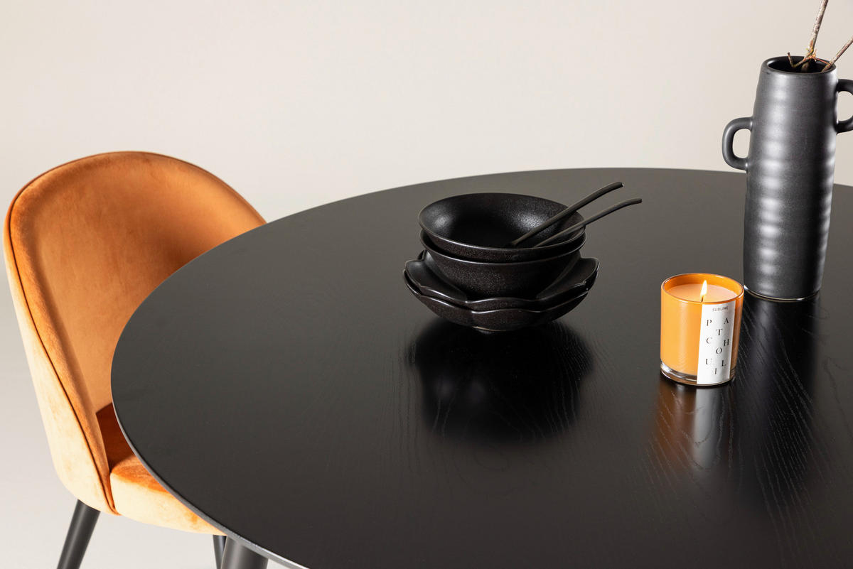 ESSTISCH in Metall, Holzwerkstoff 115/115/75 cm  - Schwarz, Design, Holzwerkstoff/Metall (115/115/75cm) - Livetastic