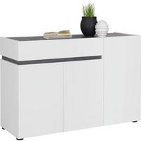 KOMODA S VRATIMA - bela/crna, Dizajnerski, pločasti materijal/plastika (120,2/80,1/42,6cm) - Voleo
