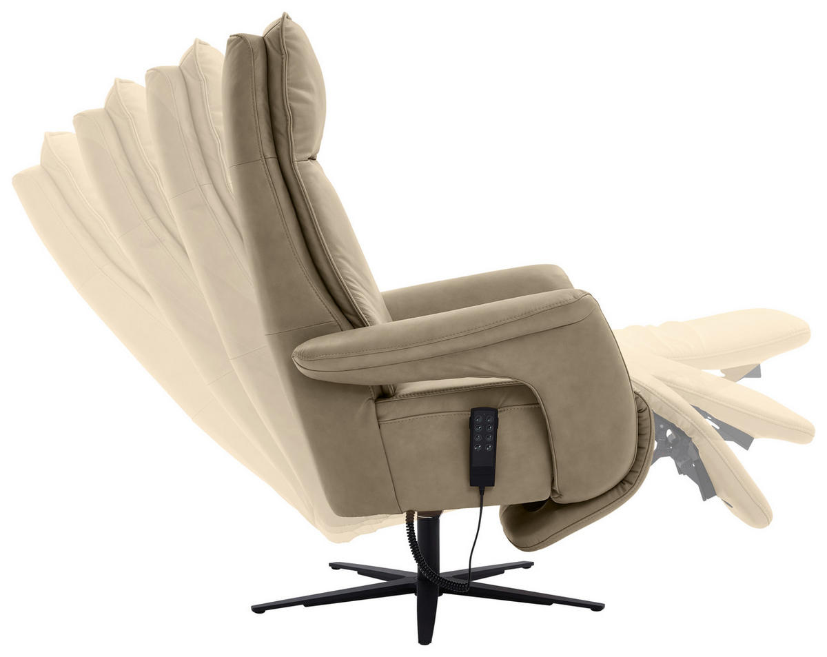 RELAXSESSEL in Leder Hellbraun  - Hellbraun/Schwarz, Design, Leder/Metall (83/123/87cm) - Valdera