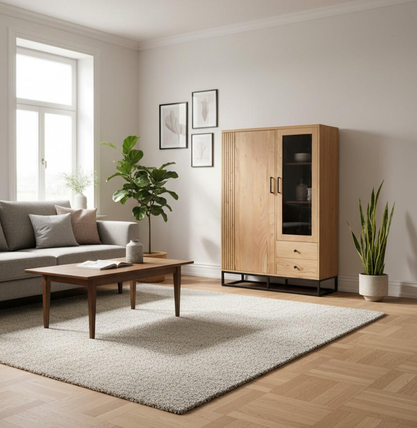 HIGHBOARD  105/146/41,5 cm 2 Schublade(n)  - Schwarz/Naturfarben, Design, Glas/Holz (105/146/41,5cm) - Livetastic