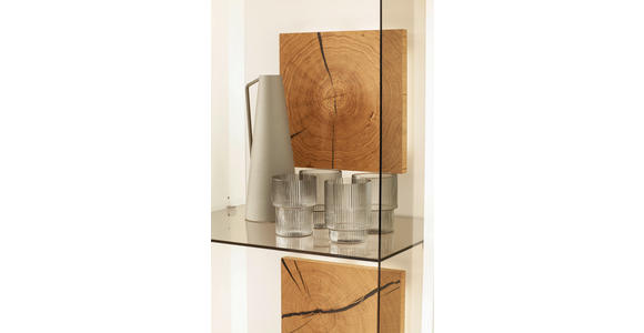 WOHNWAND in Weiß, Eiche Bianco 303/203/50 cm - Eiche Bianco/Anthrazit, Design, Glas/Holz (303/203/50cm) - Novel