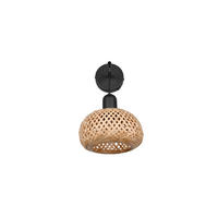 WANDLEUCHTE   - Schwarz/Naturfarben, Natur, Naturmaterialien/Metall (18/30,5/20cm)
