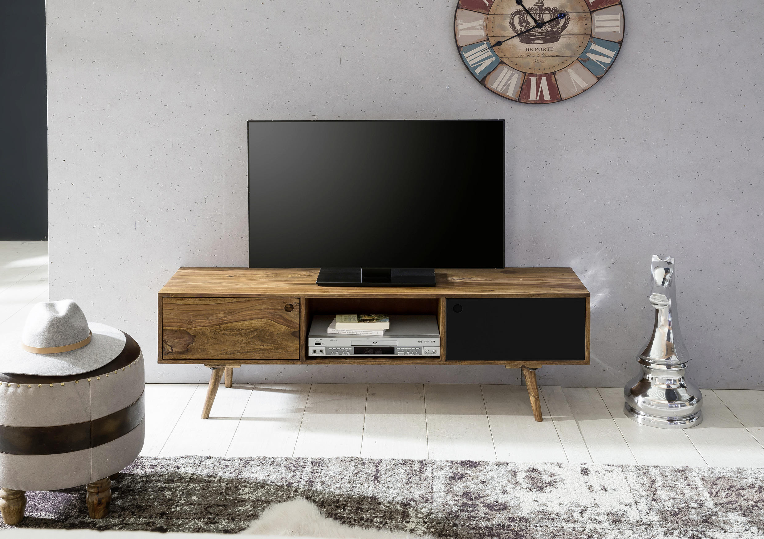 LOWBOARD  in 140/45/35 cm  - Sheeshamfarben/Schwarz, Design, Holz (140/45/35cm) - MID.YOU