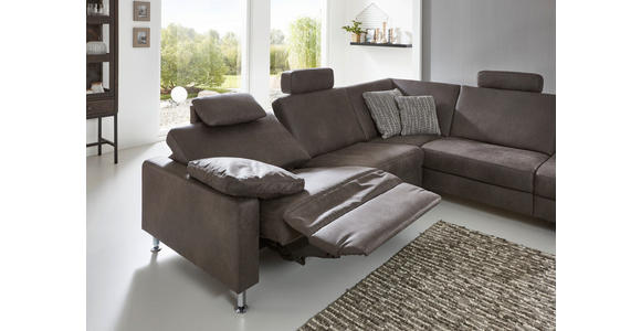 ECKSOFA in Mikrofaser Anthrazit  - Anthrazit/Alufarben, Design, Textil/Metall (275/242cm) - Dieter Knoll