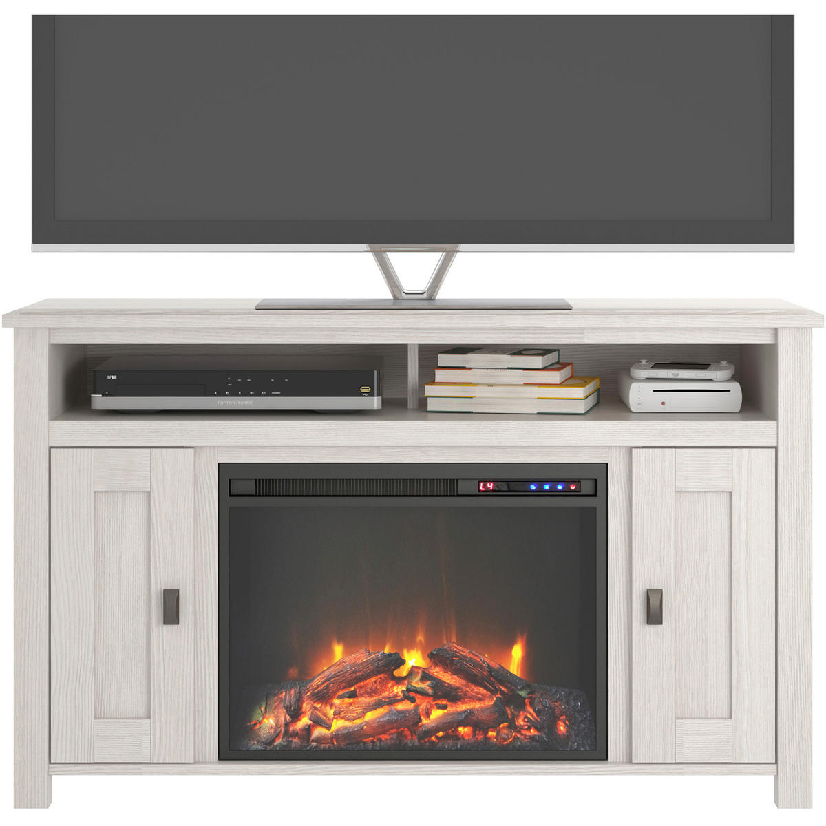 LOWBOARD Farmington  in 121/75/40 cm  - Schwarz/Weiß, Design, Glas/Holzwerkstoff (121/75/40cm) - MID.YOU