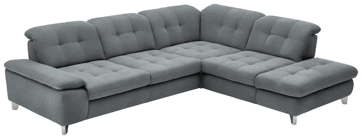 ECKSOFA in Chenille Blaugrau  - Chromfarben/Blaugrau, Design, Textil/Metall (310/260cm) - Beldomo Speed
