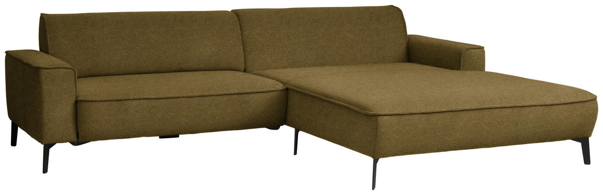 ECKSOFA in Flachgewebe Khaki  285/190 cm  - Khaki/Schwarz, Design, Textil/Metall (285/190cm) - Johann Jakob