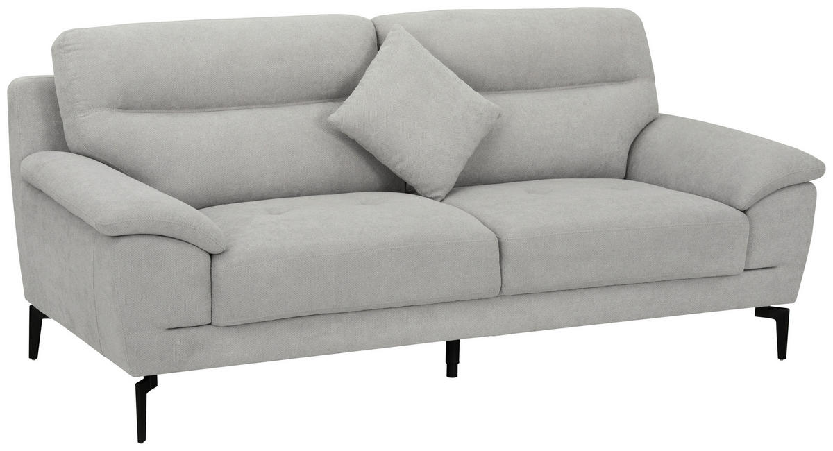BOXSPRINGSOFA in Textil Grau  - Schwarz/Grau, KONVENTIONELL, Textil/Metall (215/92/94cm) - Livetastic