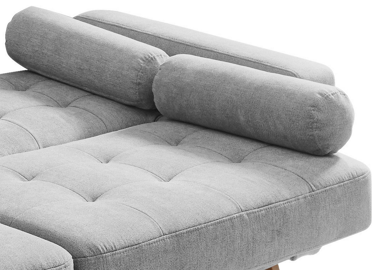 SCHLAFSOFA in Mikrovelours Silberfarben  - Eichefarben/Silberfarben, Modern, Holz/Holzwerkstoff (222/86/90cm) - MID.YOU