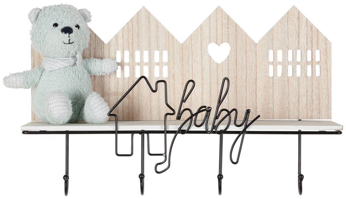 ŠATNÍ HÁČEK - černá/přírodní barvy, Basics, kov/dřevo (45/13/29cm) - My Baby Lou