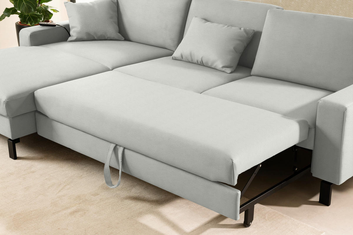 ECKSOFA Cord Grauweiss  - Schwarz/Grauweiss, Design, Textil/Metall (185/298cm) - Pure Home Lifestyle