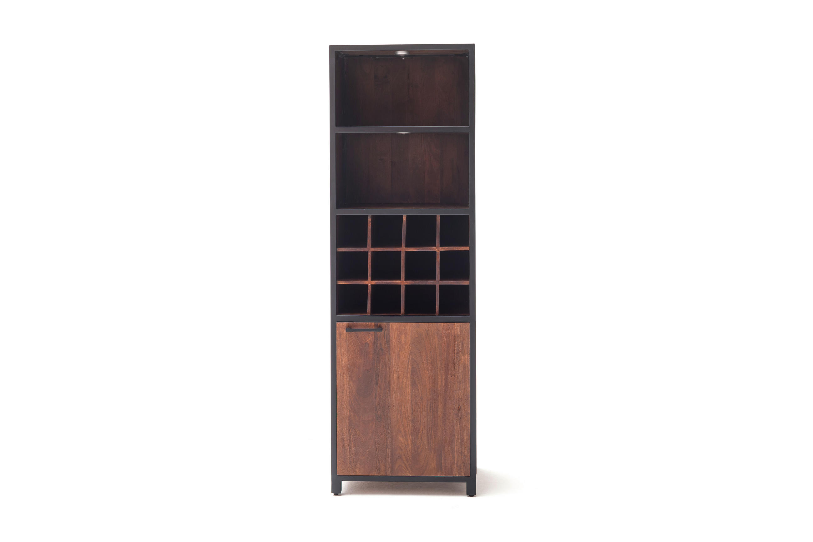 WEINREGAL 60/187/40 cm  - Walnussfarben/Schwarz, LIFESTYLE, Holz/Metall (60/187/40cm) - Livetastic