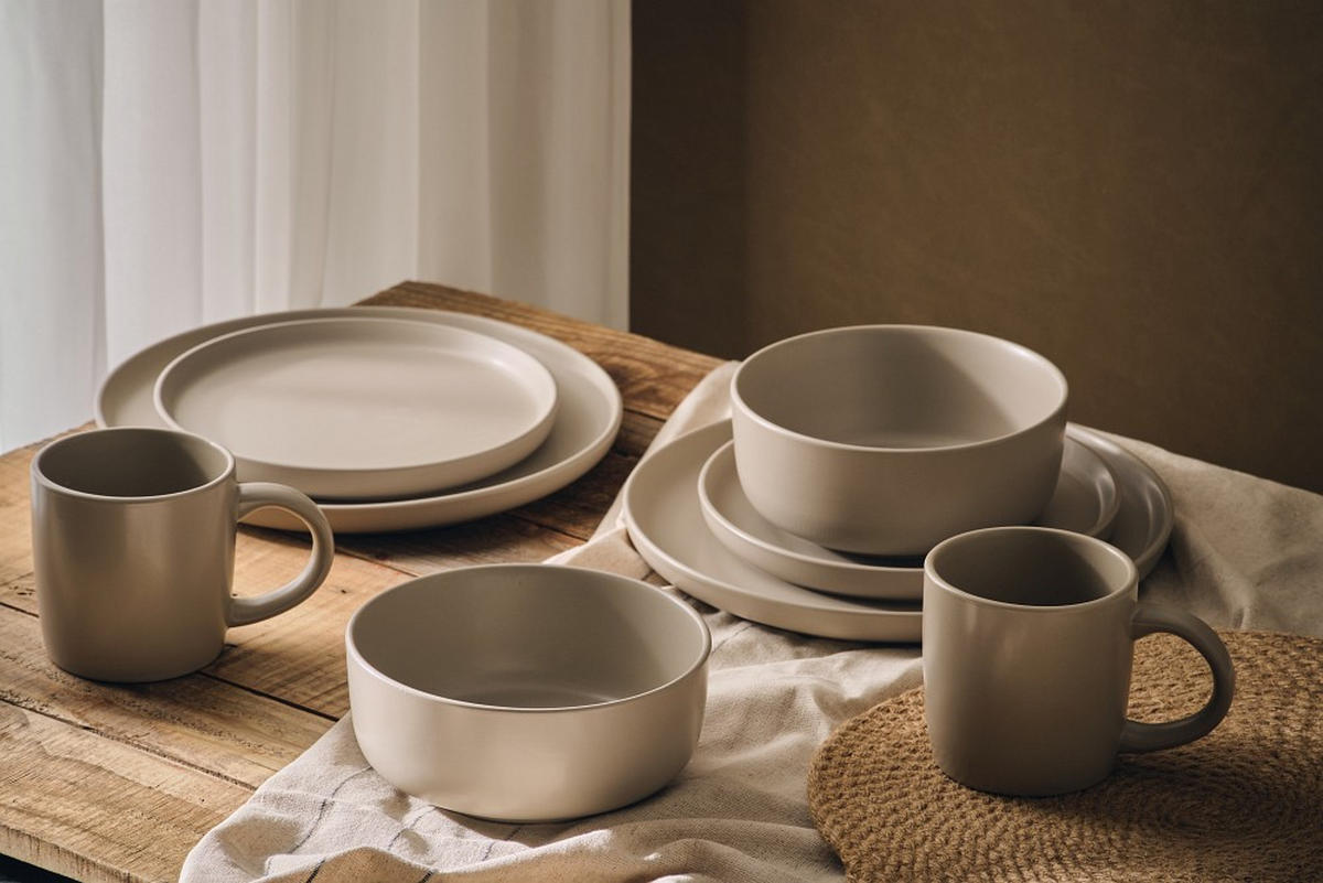 KOMBISERVICE Taupe Salerno 16-teilig 4 Personen  - Taupe, Trend, Keramik - Novel