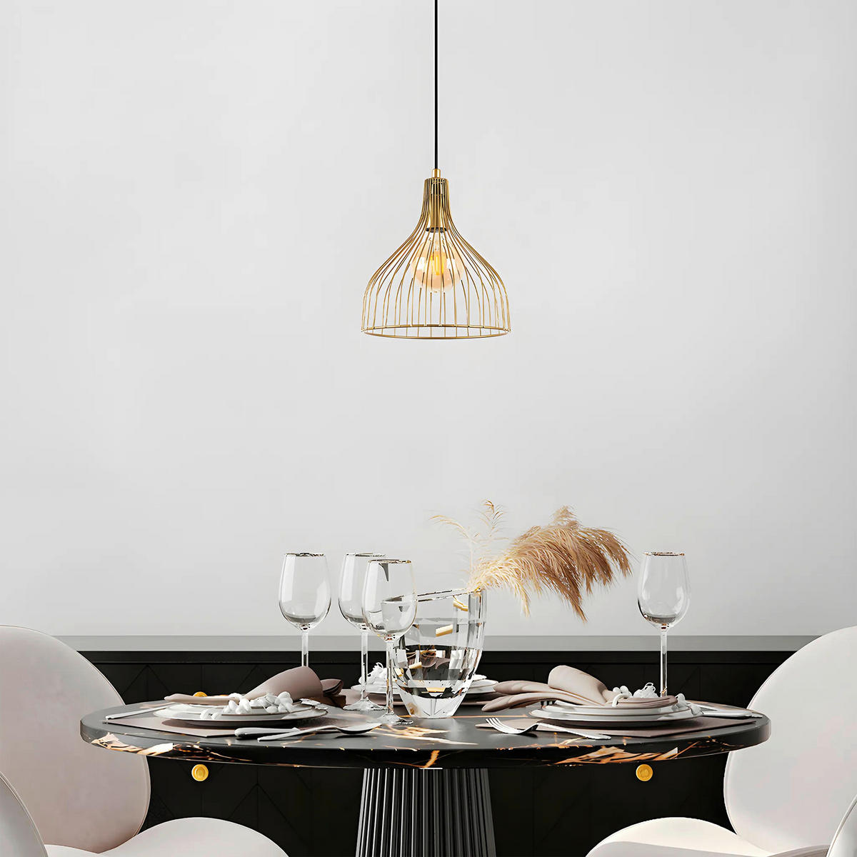HÄNGELEUCHTE 25/123 cm   - Goldfarben, Design, Metall (25/123cm) - P & B