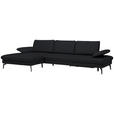 ECKSOFA in Echtleder Anthrazit  - Anthrazit/Schwarz, Design, Leder/Metall (157/325cm) - Dieter Knoll