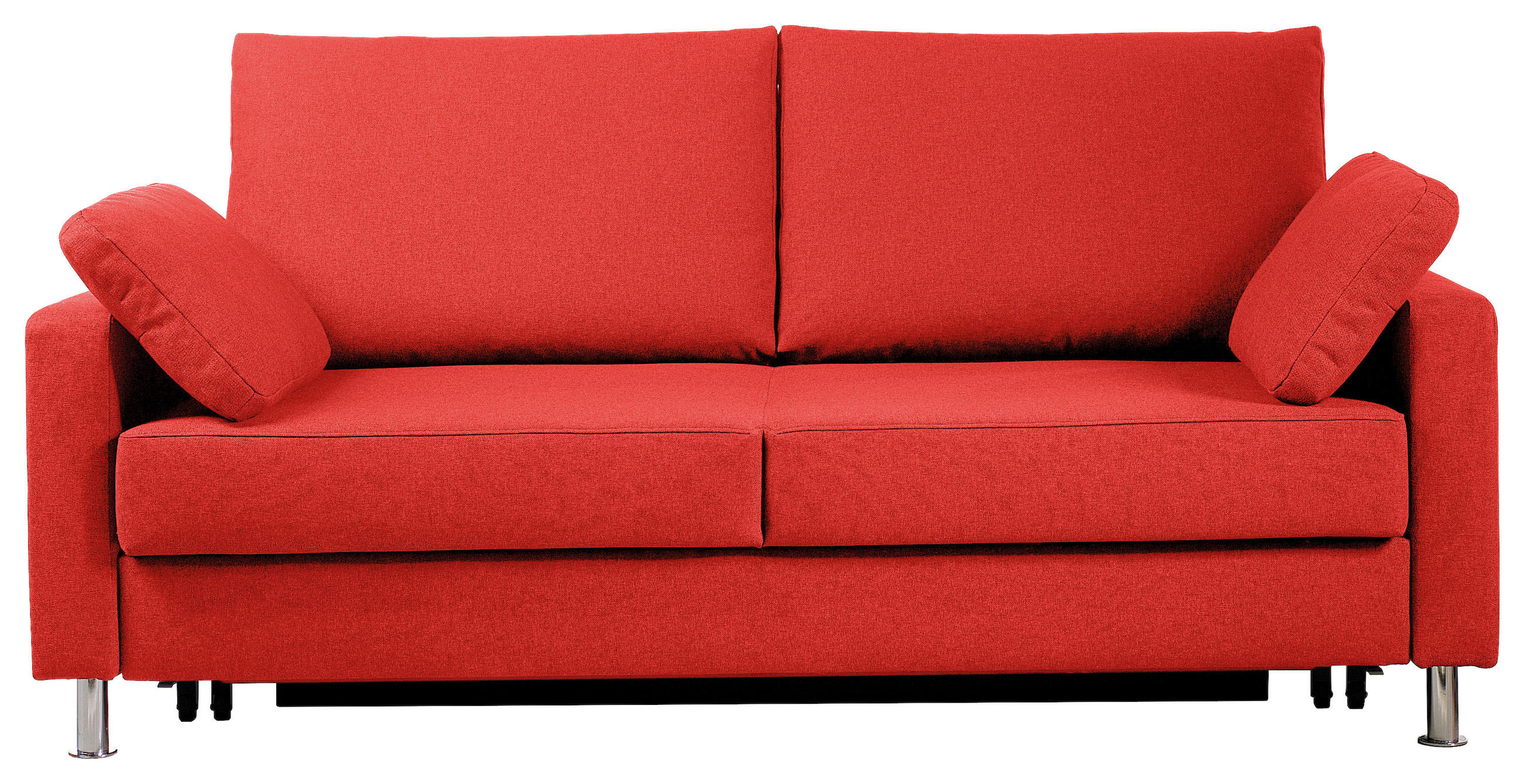 SCHLAFSOFA Flachgewebe Rot  - Chromfarben/Rot, Design, Textil/Metall (166/90/95cm) - Bali