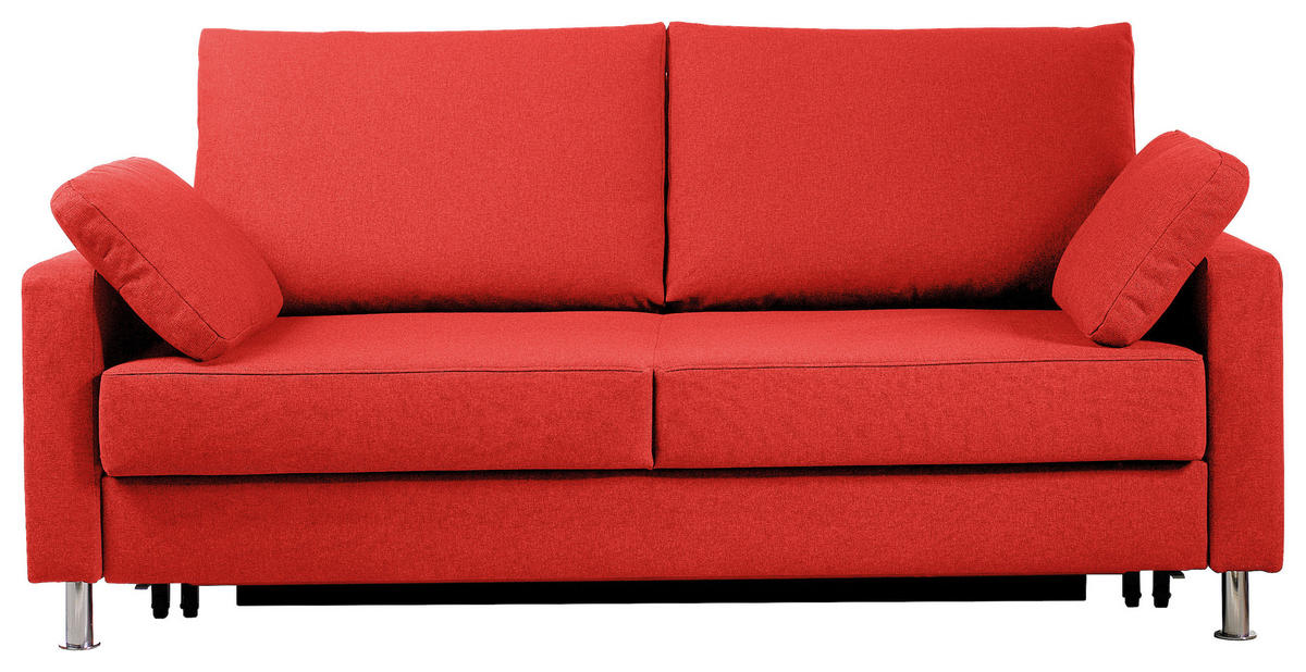 SCHLAFSOFA Flexa in Flachgewebe Rot  - Chromfarben/Rot, Design, Textil/Metall (166/90/95cm) - Bali