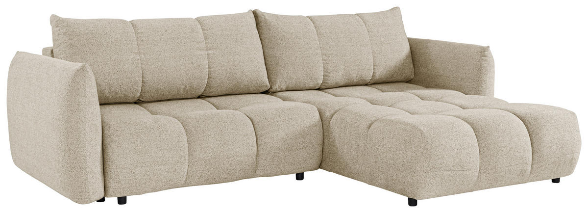 ECKSCHLAFSOFA Flachgewebe Cappuccino  inkl.  - Schwarz/Cappuccino, KONVENTIONELL, Kunststoff/Textil (273/188cm) - Livetastic