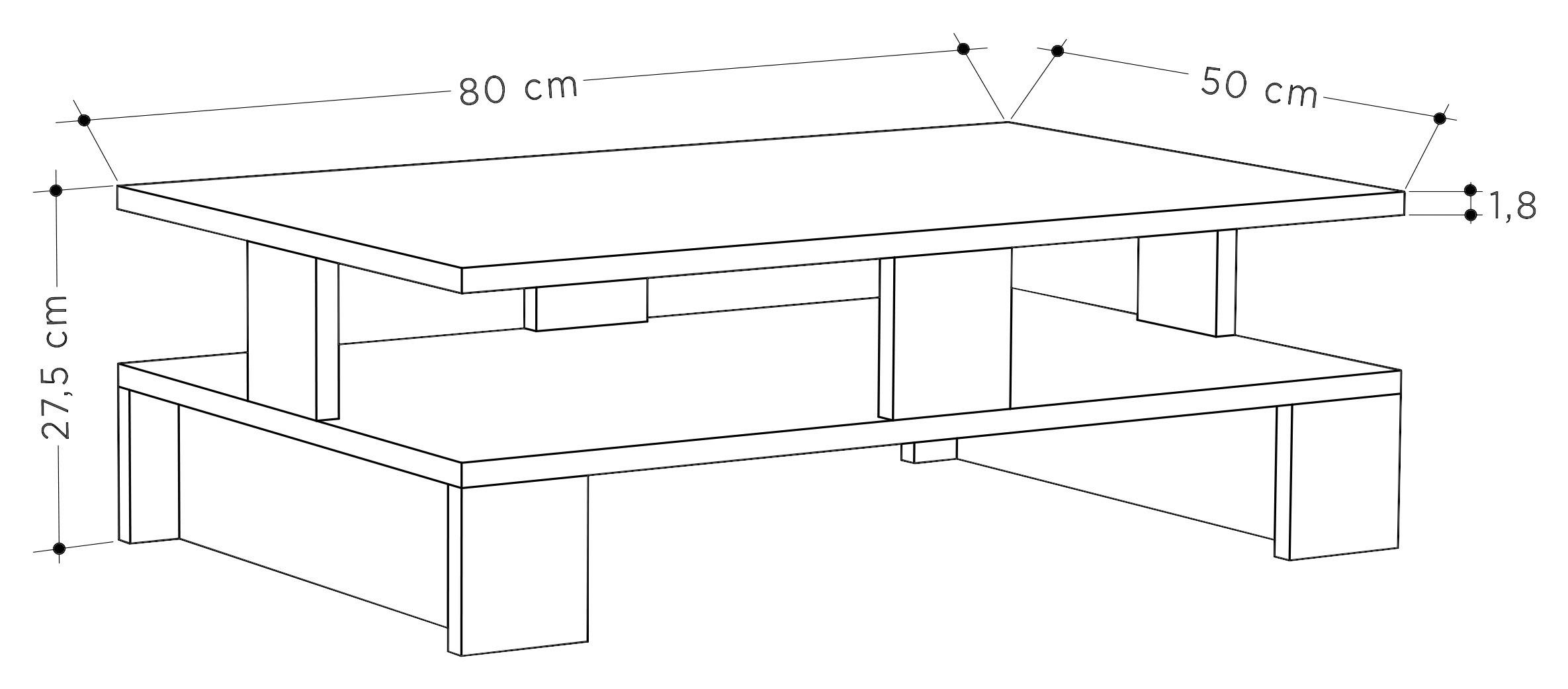COUCHTISCH in Holzwerkstoff 80/50/28 cm   - Weiss, Design, Holzwerkstoff (80/50/28cm) - Livetastic