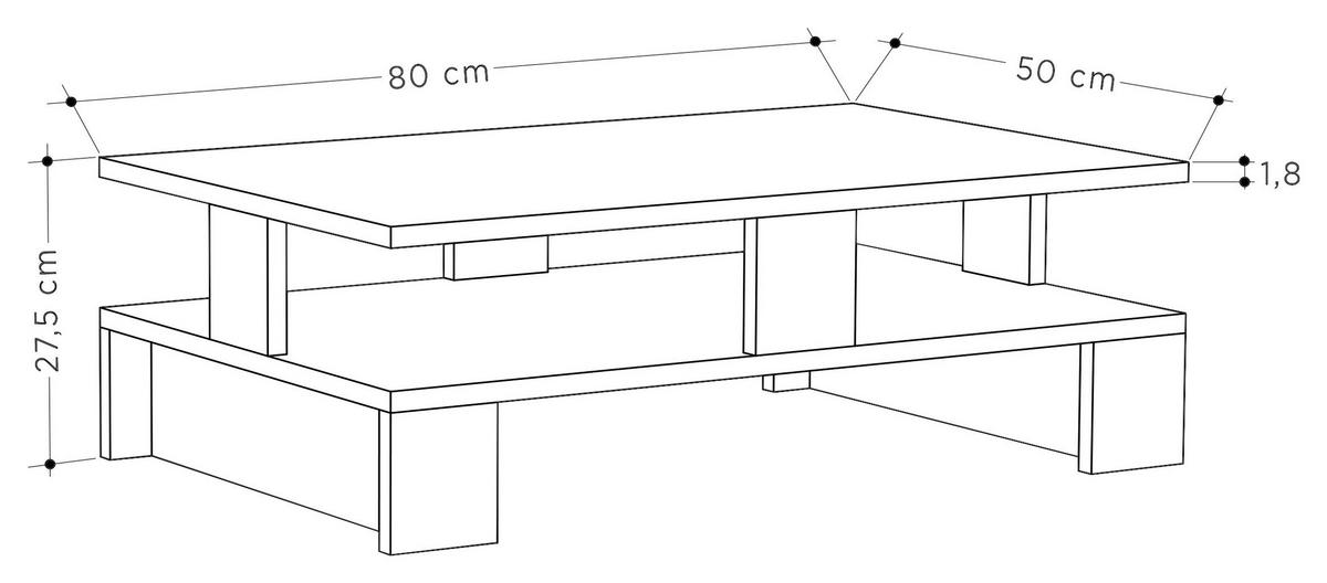 COUCHTISCH in Holzwerkstoff 80/50/28 cm   - Weiss, Design, Holzwerkstoff (80/50/28cm) - Livetastic