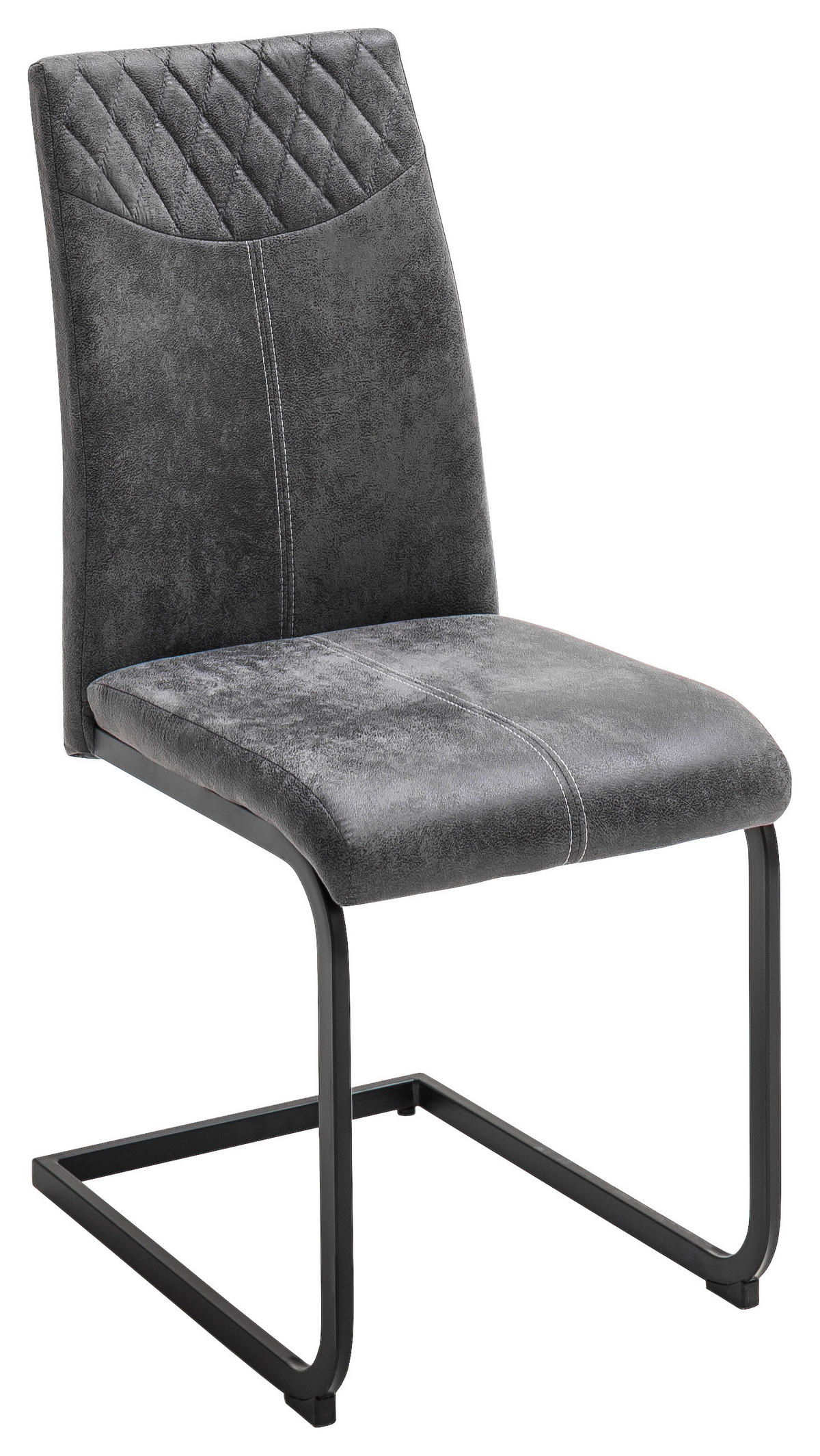 STOLIČKA S PRUŽNÝM PODNOŽÍM, vzhľad kože, antracitová, čierna - čierna/antracitová, Design, kov/textil (42/94/60cm) - Ti'me