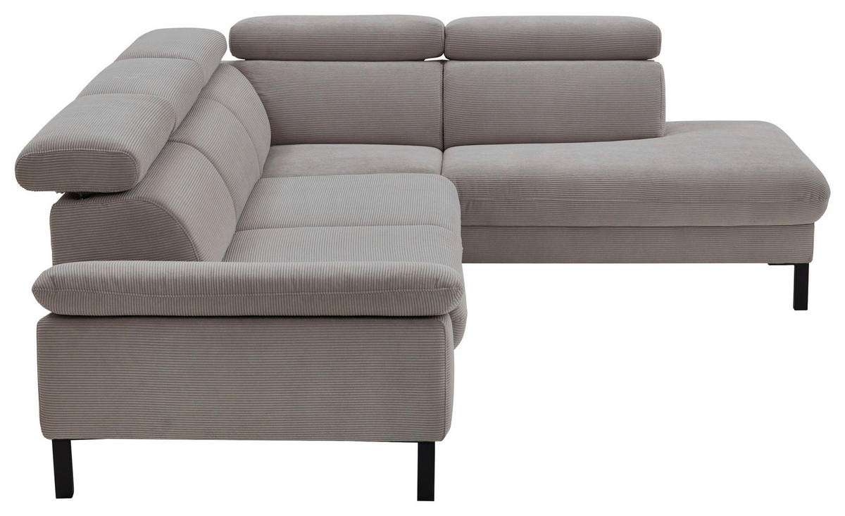ECKSOFA in Cord Grau  - Schwarz/Grau, Design, Holzwerkstoff/Textil (272/217cm) - Pure Home Comfort