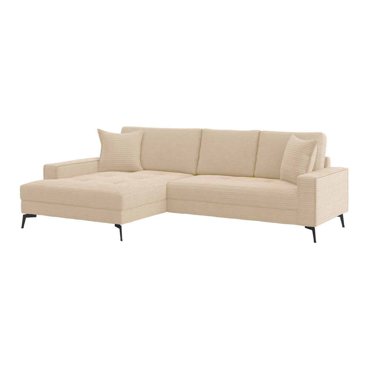 ECKSOFA ZERO Creme Cord Zierkissen, Rückenkissen  - Creme/Schwarz, Trend, Textil/Metall (173/286cm) - Livetastic