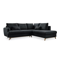 ECKSOFA in Chenille Dunkelgrau  242/202 cm  - Dunkelgrau/Naturfarben, Holz/Textil (242/202cm) - MID.YOU
