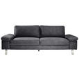 3-SITZER-SOFA in Mikrofaser Grau - Chromfarben/Beige, Design, Textil/Metall (234/86/97cm) - Hom`in