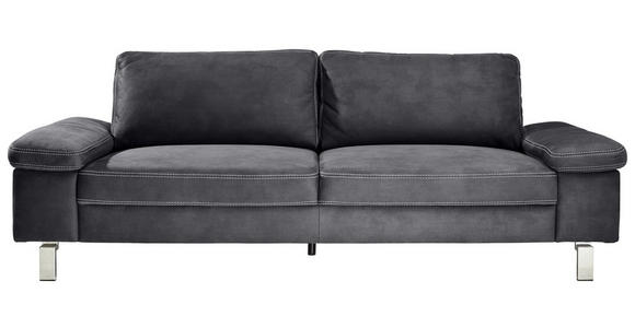 3-SITZER-SOFA in Mikrofaser Grau - Chromfarben/Beige, Design, Textil/Metall (234/86/97cm) - Hom`in