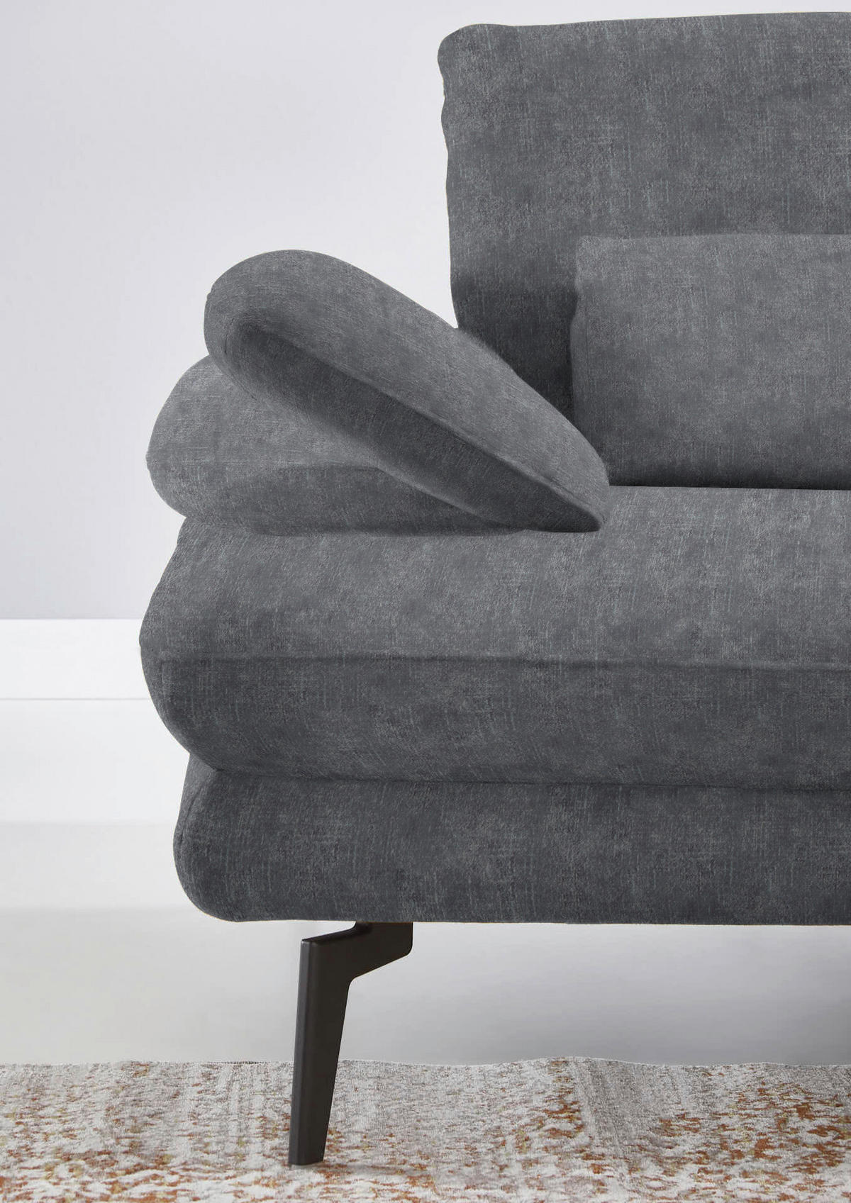 ECKSOFA in Velours Silberfarben  - Silberfarben/Schwarz, Design, Textil/Metall (310/180cm) - Dieter Knoll