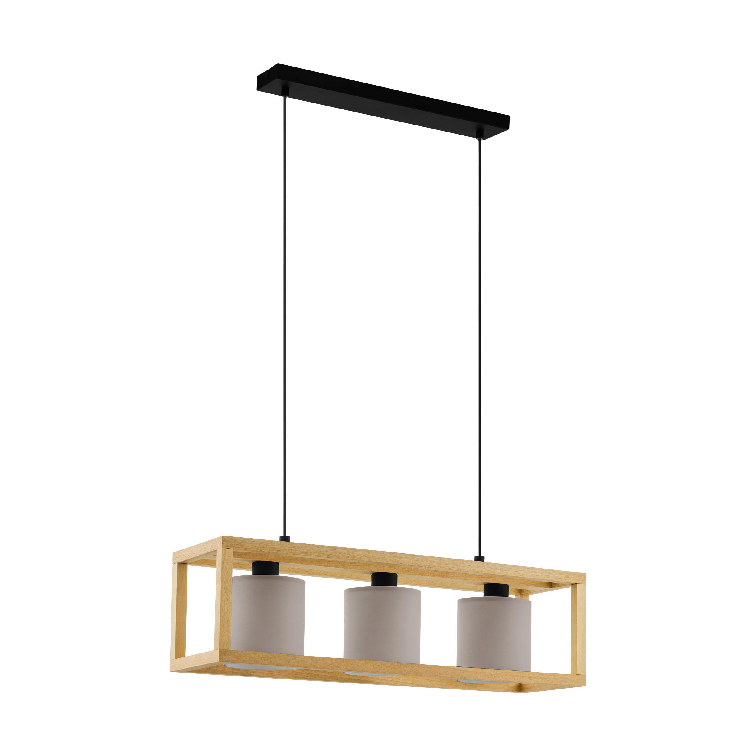 HÄNGELEUCHTE 77/20/150 cm   - Schwarz/Weiß, Natur, Holz/Textil (77/20/150cm) - Eglo